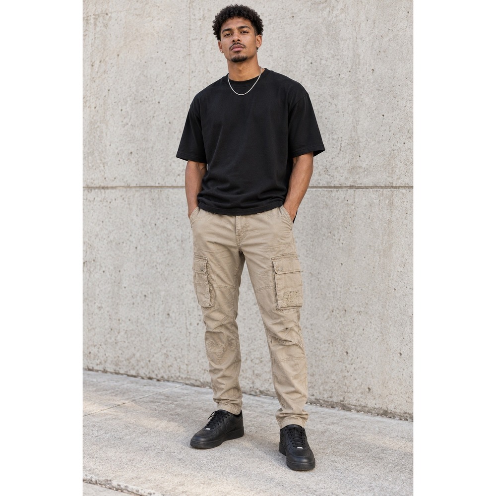 Smoke Rise Men's 32x32 Khaki Cargo Pants Gorpcore Utility Streetwear Y2K